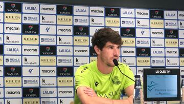 Aritz Elustondo, en la sala de prensa de Zubieta.