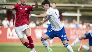 Pau Sans, durante el amistoso frente al Tarazona de la pasada pretemporada.