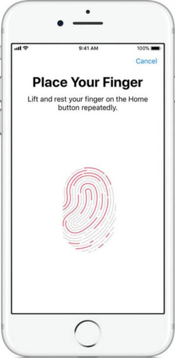 El Touch ID biom&eacute;trico de un iPhone 