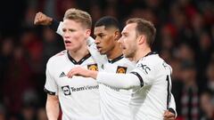 Eriksen, junto a Rashford y el escocés McTominay.