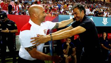 Jorge Sampaoli y Luis Enrique en el Sánchez Pizjuán.