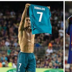 Cristiano imitó a Messi: mostró su camiseta al Camp Nou