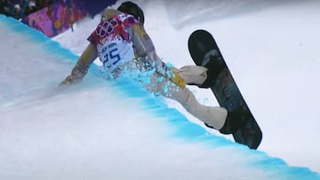 Accidente en snowboard halfpipe