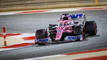 P&eacute;rez durante los entrenamientos del GP de Sakhir 2020.