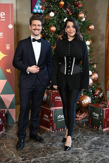 Mario Marzo y Ruth Lorenzo durante la presentación de la programación navideña de RTVE en el Teatro Real de Madrid.   
 
 
 