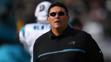 OAKLAND, CA - NOVEMBER 27: Head coach Ron Rivera of the Carolina Panthers looks on against the Oakland Raiders during their NFL game on November 27, 2016 in Oakland, California.   Thearon W. Henderson/Getty Images/AFP
 == FOR NEWSPAPERS, INTERNET, TELCOS &amp; TELEVISION USE ONLY ==