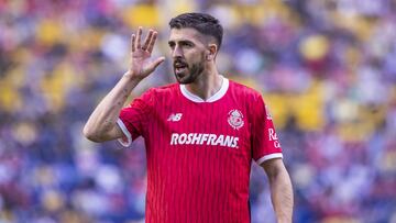 Joao Dias of Toluca during the 10th round match between America and Toluca as part of the Liga BBVA MX, Torneo Clausura 2025 at Ciudad de los Deportes Stadium, on March 01, 2025 in Mexico City, Mexico.