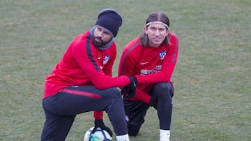 Diego Costa y Filipe en el entrenamiento.