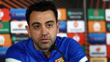 Istanbul (Turkey), 16/03/2022.- FC Barcelona's head coach Xavi Hernandez attends a press conference before the training of the team at Nef Stadium in Istanbul, Turkey, 16 March 2022. FC Barcelona will face Galatasaray SK in their UEFA Europa League round of 16, second leg soccer match in Istanbul on 17 March. (Turquía, Estanbul) EFE/EPA/ERDEM SAHIN
