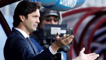 Solari, en un momento del 3-0 del Eibar-Real Madrid.