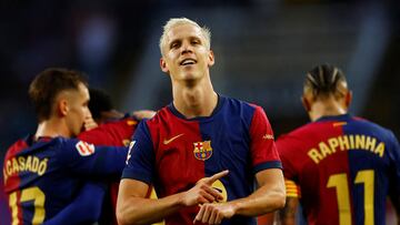 Dani Olmo, en su clásica celebración del 'Dametime'