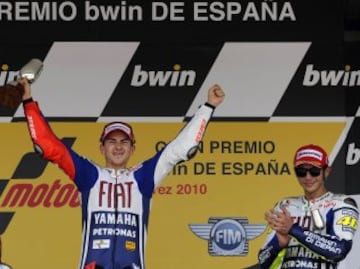 Jorge Lorenzo se proclamó campeón del GP de españa en 2010.