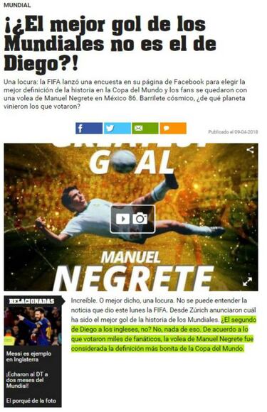 Prensa argentina critica la elección del mejor gol del Mundial