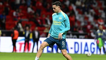 Alvaro Fidalgo of America during the 17th round match between Toluca and America as part of the Liga BBVA MX, Torneo Apertura 2024 at Nemesio Diez Stadium on November 09, 2024 in Toluca, Estado de Mexico, Mexico.