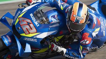 ALCANIZ, SPAIN - SEPTEMBER 20: Alex Rins of Spain and Team Suzuki ECSTAR rounds the bend during the MotoGp of Aragon - Free Practice on September 20, 2019 in Alcaniz, Spain. (Photo by Mirco Lazzari gp/Getty Images)