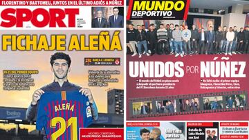 Portadas de 'Sport' y 'Mundo Deportivo' del miércoles, 5 de diciembre de 2018.