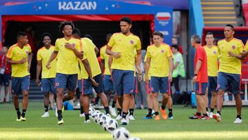 KIV20. Kazan (Russian Federation), 23/06/2018.- Colombia national soccer team players during a training session at the Kazan Arena stadium in Kazan, Russia, 23 June 2018. Colombia will face Poland in the FIFA World Cup 2018 Group H preliminary round socce