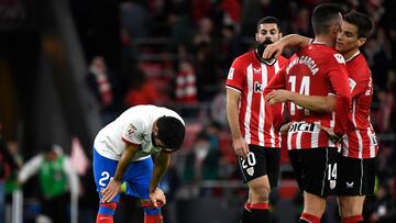 Barcelona's German midfielder #22 Ilkay Gundogan reacts at the end of the Spanish league football match between Athletic Club Bilbao and FC Barcelona at the San Mames stadium in Bilbao on March 3, 2024. (Photo by ANDER GILLENEA / AFP)