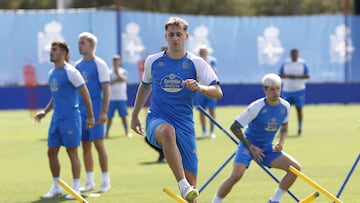 Barbero durante un entrenamiento del Depor.