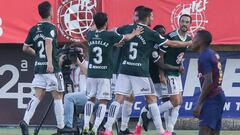 El Badajoz celebra su gol ante el Barcelona B.