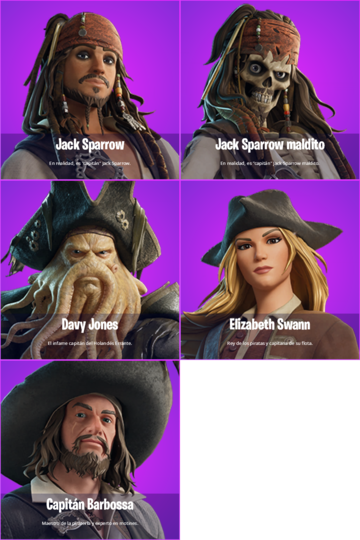 fortnite piratas del caribe skins