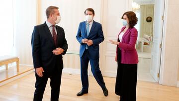 La presidenta de la Comunidad de Madrid, Isabel Díaz Ayuso, se reúne con el presidente de Castilla y León, Alfonso Fernández Mañueco, y el presidente de Castilla-La Mancha, Emiliano García-Page, para trabajar conjuntamente frente al coronavirus