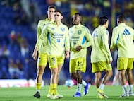 Israel Reyes, Cristian Borja of America during the 5th round match between America and Monterrey as part of the Liga BBVA MX, Torneo Clausura 2026 at Ciudad de los Deportes Stadium, on February 07, 2026 in Mexico City, Mexico.