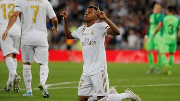 Rodrygo celebra su gol.