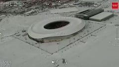 La espectacular imagen del Wanda Metropolitano totalmente cubierto de nieve