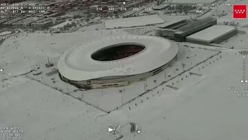 Así se ve el Wanda Metropolitano cubierto por la nieve