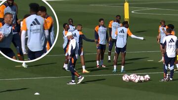 Mbappé enjoys rondo in training, highlighting the strong team spirit at Real Madrid