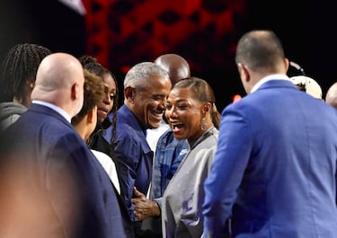 Queen Latifah, cantante, rapera y actriz estadounidense, junto a Barack Obama,44.º presidente de los Estados Unidos.