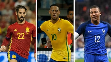 Isco (Espa&ntilde;a), Neymar (Brasil) y Mbapp&eacute; (Francia), sucesores del Bal&oacute;n de Oro en el futuro.