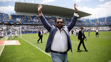 Al Thani en el campo del M&aacute;laga.