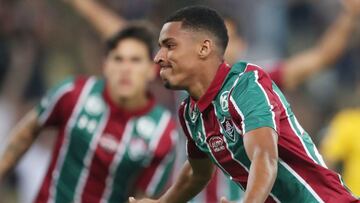 Soccer Football - Copa Sudamericana - Round of 16 - Second Leg - Fluminense v Penarol - Maracana Stadium, Rio de Janeiro, Brazil - July 30, 2019 Fluminense's Marcos Paulo celebrates scoring their first goal REUTERS/Ricardo Moraes
