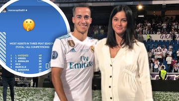 La mujer de Lucas Vázquez saca un dato para todos los haters: la reacción del lateral se ha hecho viral