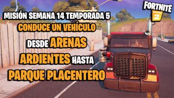 ¿Cómo conducir un vehículo desde Arenas Ardientes hasta Parque Placentero en Fortnite?