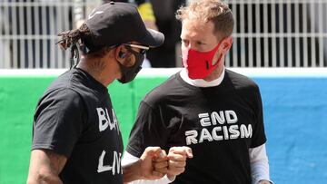 Vettel junto a Hamilton en Barcelona.