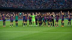 El Barcelona Femenino celebra su clasificación para la final de la Champions League tras eliminar al Chelsea.