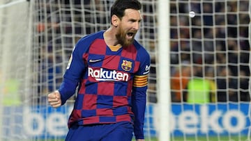 Messi celebra el gol ante la Real Sociedad.