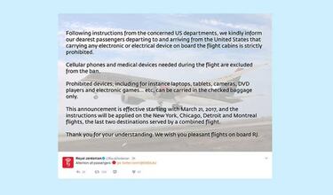 Estados Unidos prohibe los dispositivos electrónicos en vuelos de 13 países