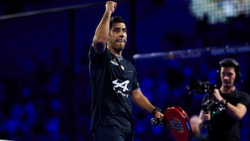 Fede Chingotto celebra una victoria en las Finals. / @silvestreszpylma / Premier Padel