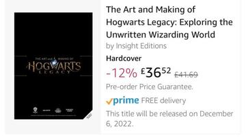 Libro de arte de Hogwarts Legacy en Amazon.