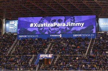 Justice for Jimmy sign at the Riazor last night