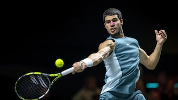 ROTTERDAM (Netherlands), 09/02/2025.- Carlos Alcaraz of Spain during his final match against Alex de Minaur of Australia at the Rotterdam Open tennis tournament in Rotterdam, Netherlands, 09 February 2025. (Tenis, Países Bajos; Holanda, España) EFE/EPA/Sander Koning