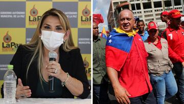 La presidenta interina de Bolivia, Jeanine Áñez, y el número dos del chavismo Diosdado Cabello.