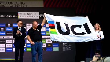 David Lappartient, presidente de la UCI, en los Mundiales de Wollongong.