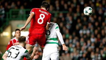 Soccer Football - Champions League - Celtic vs Bayern Munich - Celtic Park, Glasgow, Britain - October 31, 2017   Bayern Munich&#039;s Javi Martinez scores their second goal          REUTERS/Russell Cheyne