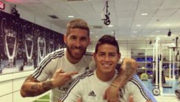 Con la mejor actitud, James se pone a punto junto a Ramos