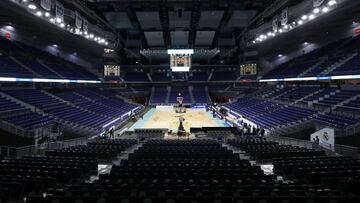 El WiZink Center, cancha del Real Madrid y del Estudiantes, vac&iacute;o antes de un partido de la presente temporada.